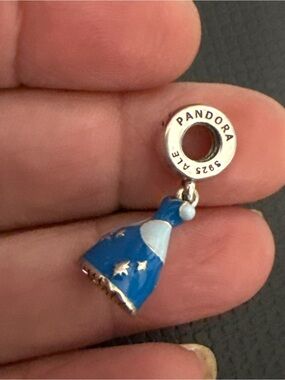 Disney Sterling Silver Blue Enamel Dress Dangle Charm